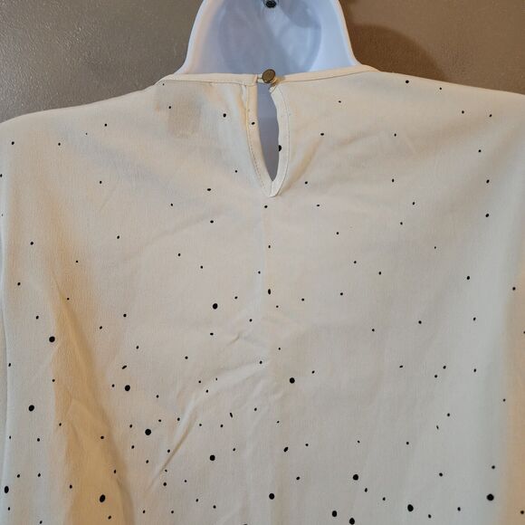 Merona Womens Pullover Blouse Size M Ivory Black Sequined Keyhole Lined Top - Picture 8 of 9